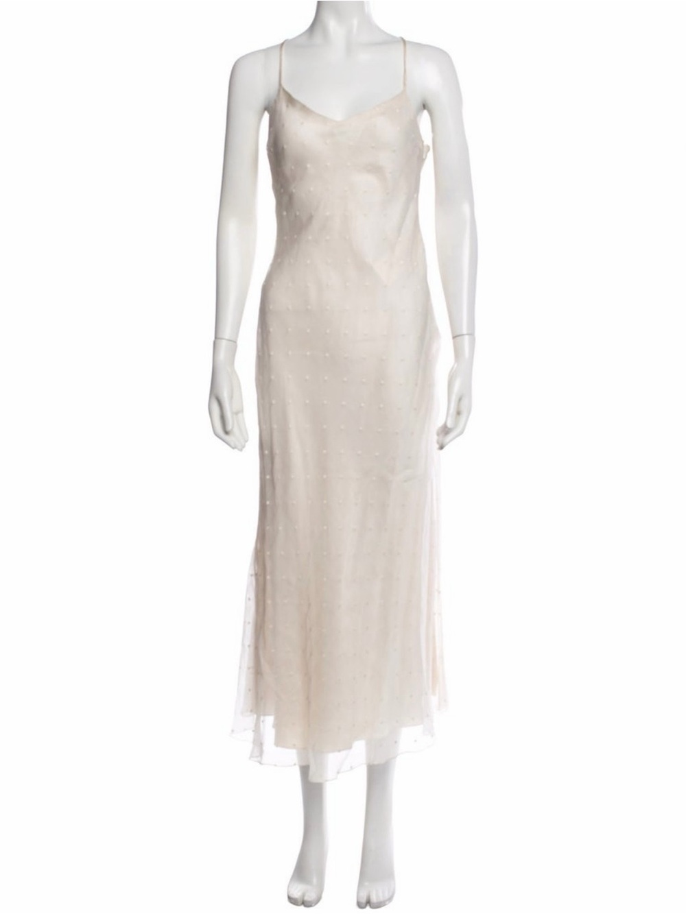 RALPH LAUREN SILK POLKA TULLE MIDI DRESS